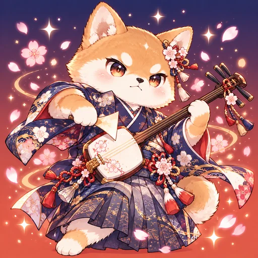 三味線奏者（柴犬）のキャラクター